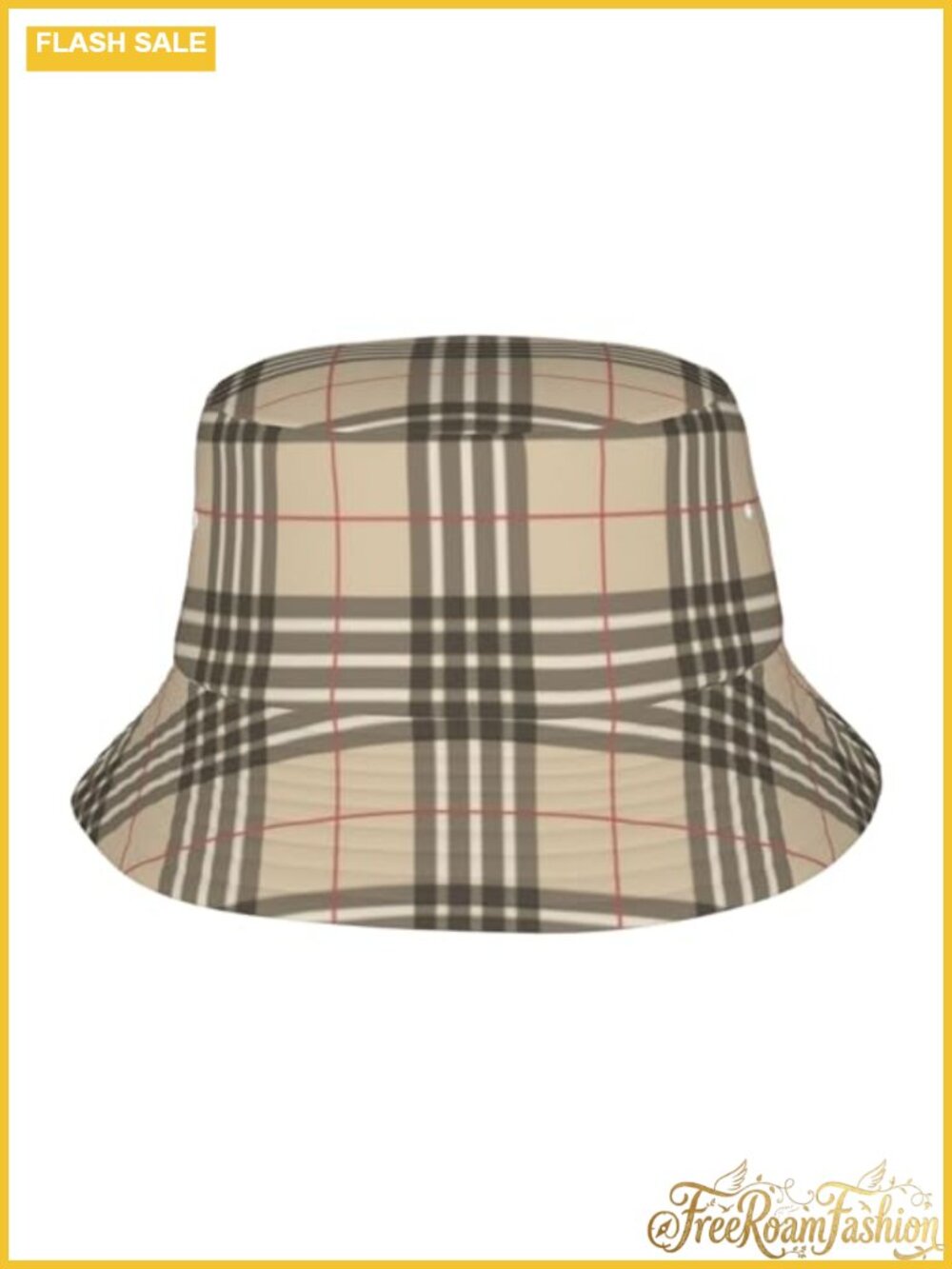 Plaid Bucket Hat Unisex Lightweight Polyester Summer Sun Hat Travel Beach Cap